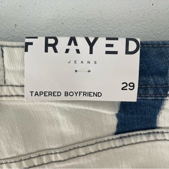 Frayed Jeans Painted Tapered Boyfriend Cut Size 29 distressed raw hem NWT - Picture 6 of 9